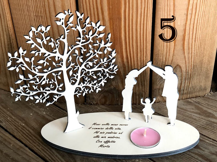 Albero portacandela, InciSo - personalizzato sagome e frase, bomboniera, regalo