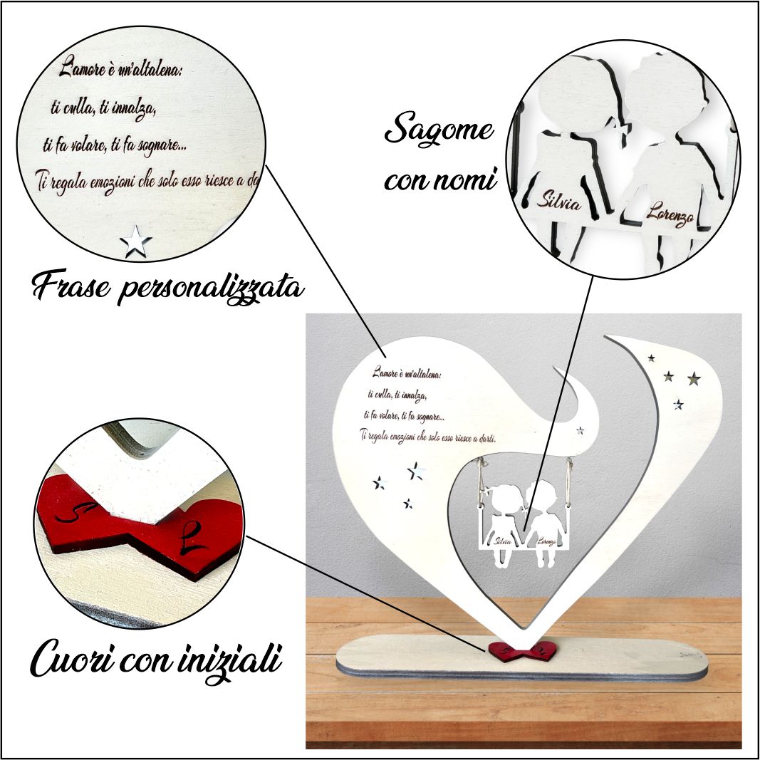 Set di decorazioni a forma di cuore in legno per San Valentino Set di decorazioni a forma di cuore in legno per San Valentino