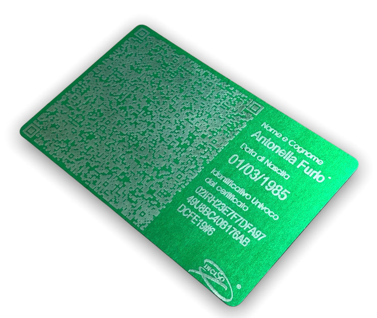 GreenPass Card, personalizzata al laser